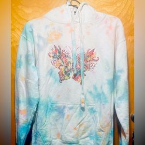 Handmade tie-dye hoodie, sweatshirt with decal